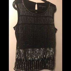 White House black Market black shiny top size extra large